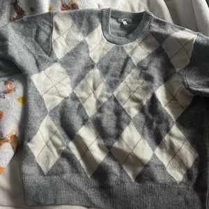 Premium Lambswool Long-Sleeve Crew Neck Sweater; plaid